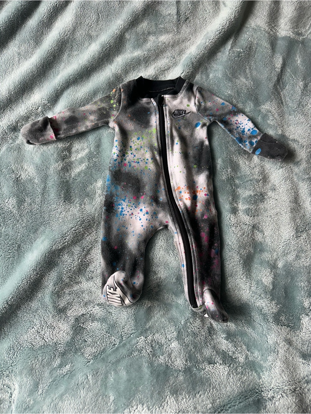 Baby Nike Splatter Tie Dye Footed Sleep & Play Coverall